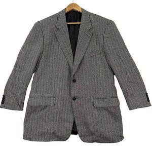 Savile Row Mens 44R Sport Coat Blazer Gray Herringbone Wool Macys Casual TWEED